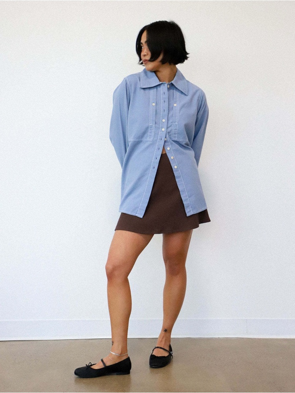 Noble Collared Shirt in Pebble Blue